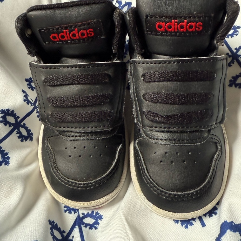 Adidas Black High-Top Sneakers with Velcro Closure
